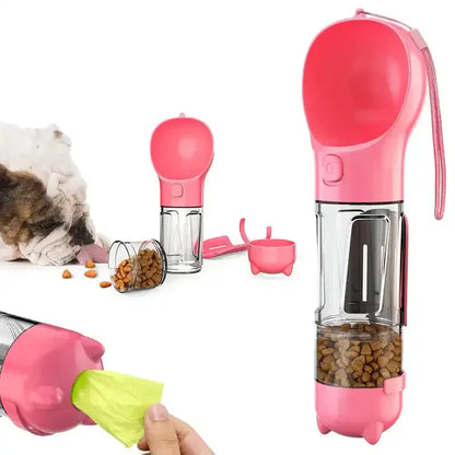3-in-1 Multifunktionale Haustier-Wasserflasche – Trinkflasche, Futterspender & Napf in einem