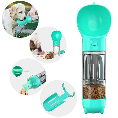 3-in-1 Multifunktionale Haustier-Wasserflasche – Trinkflasche, Futterspender & Napf in einem